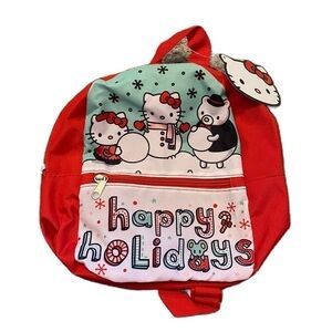 Hello Kitty Happy Holidays Christmas Mini Backpack Book Bag NEW